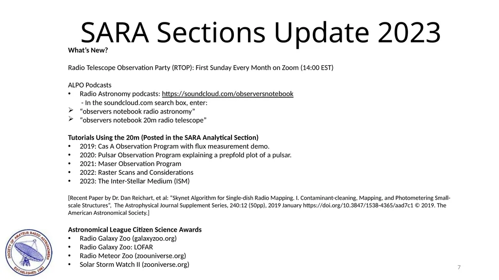SARA East Conference 2023 SARA Sections Update - slide 7 of 11