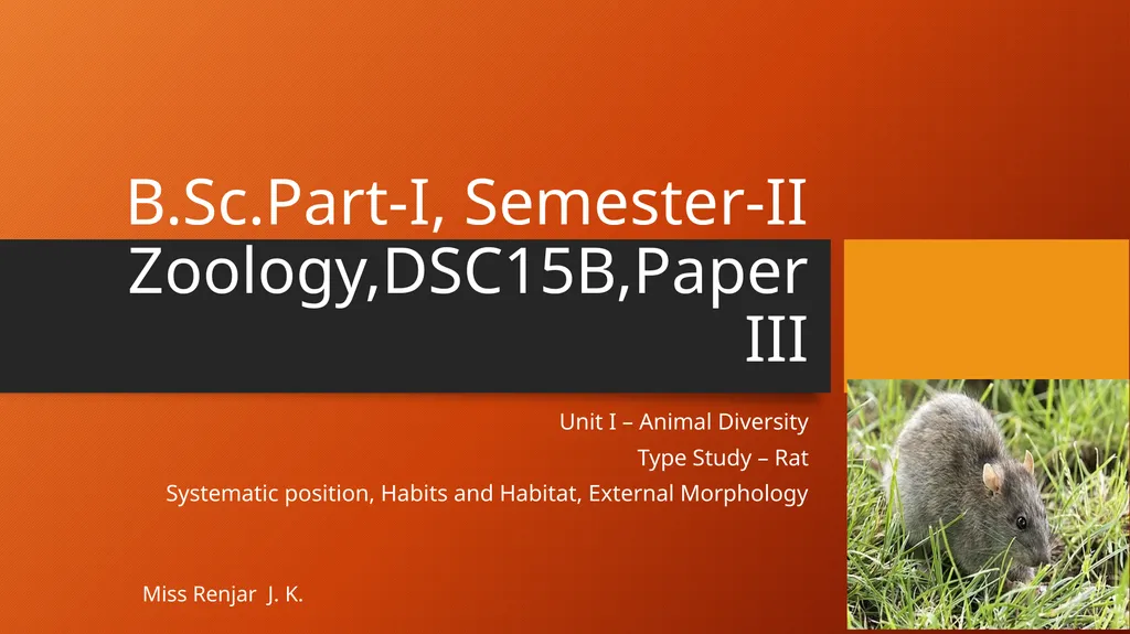 B.Sc.Part-I, Semester-II Zoology,DSC15B,Paper III - slide 1 of 8