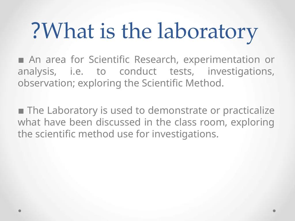 Lab 1 What is the laboratory? ▪ An area for - slide 2 of 18