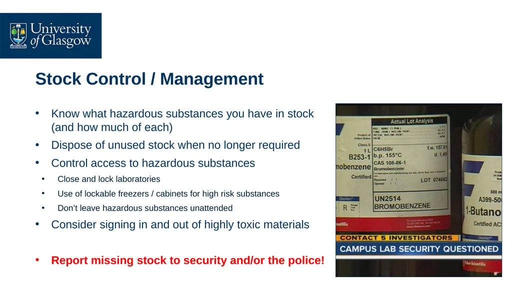 Toolbox Talk: Chemical Safety 02: Laboratory - slide 5 of 7