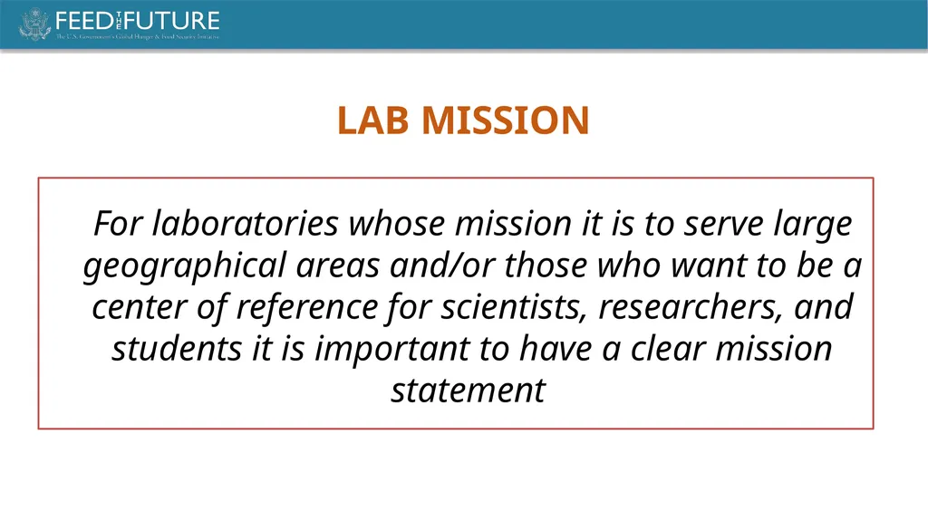 LABORATORY MANAGEMENT FEED THE FUTURE INNOVATION - slide 6 of 12