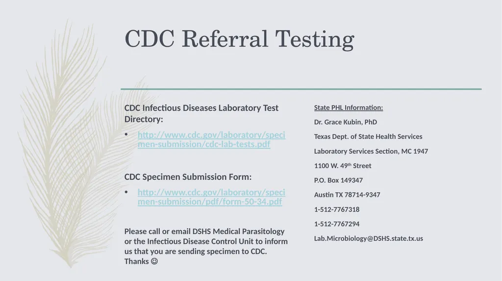 Laboratory Testing for Human Parasites Cathy - slide 14 of 19