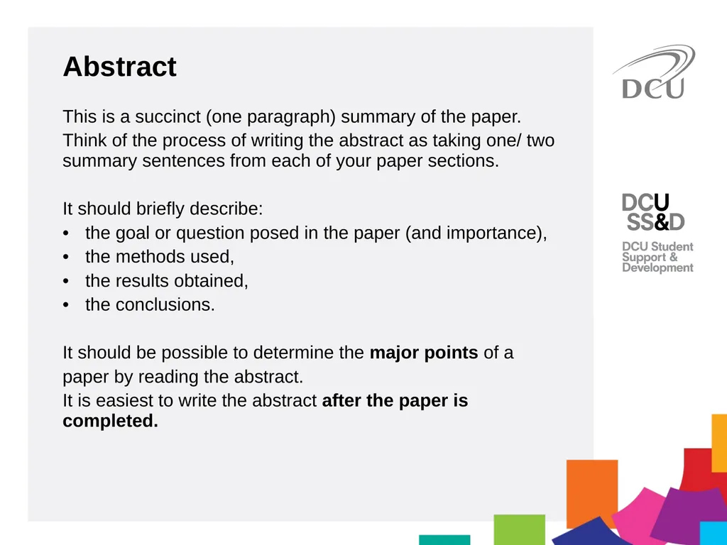 Scientific Writing DCU Student Learning Key - slide 27 of 39