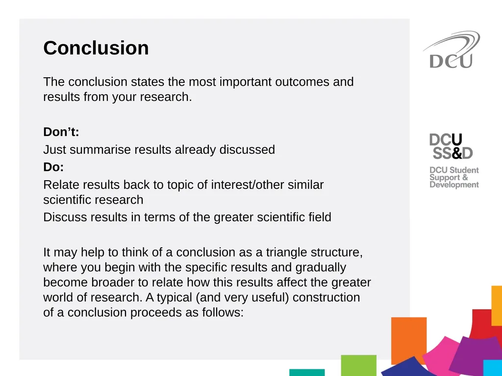 Scientific Writing DCU Student Learning Key - slide 34 of 39