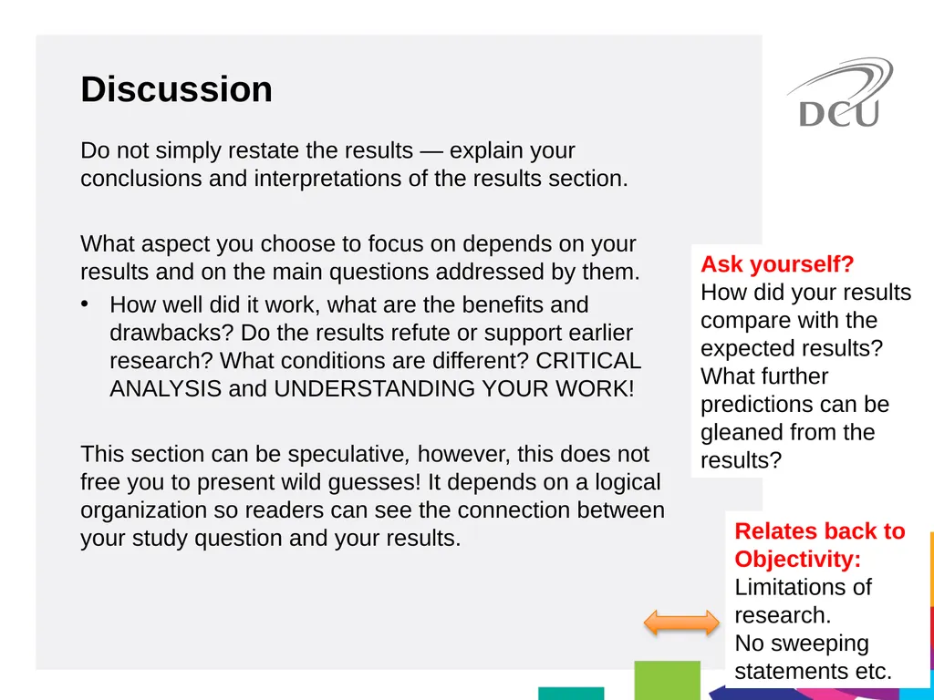 Scientific Writing DCU Student Learning Key - slide 32 of 39