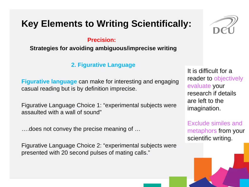 Scientific Writing DCU Student Learning Key - slide 12 of 39