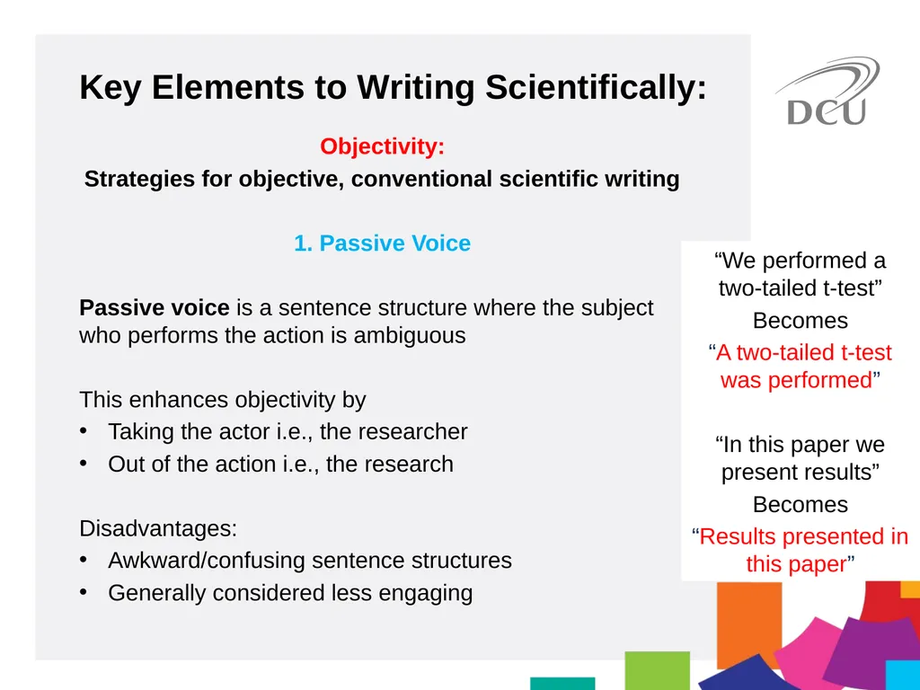 Scientific Writing DCU Student Learning Key - slide 20 of 39
