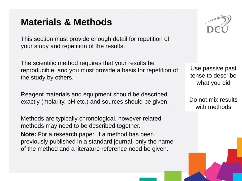 Scientific Writing DCU Student Learning Key - slide 30 of 39