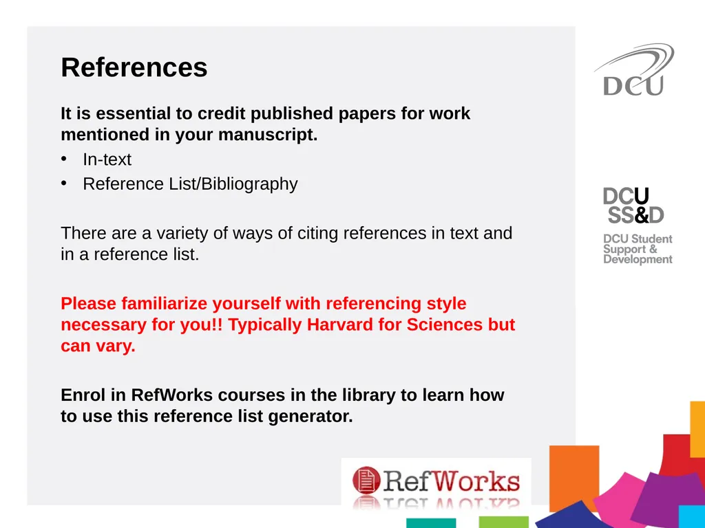 Scientific Writing DCU Student Learning Key - slide 36 of 39