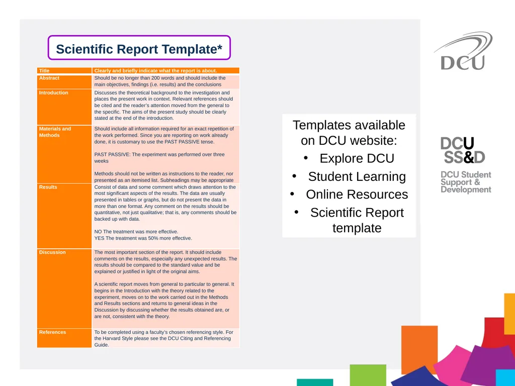 Scientific Writing DCU Student Learning Key - slide 25 of 39