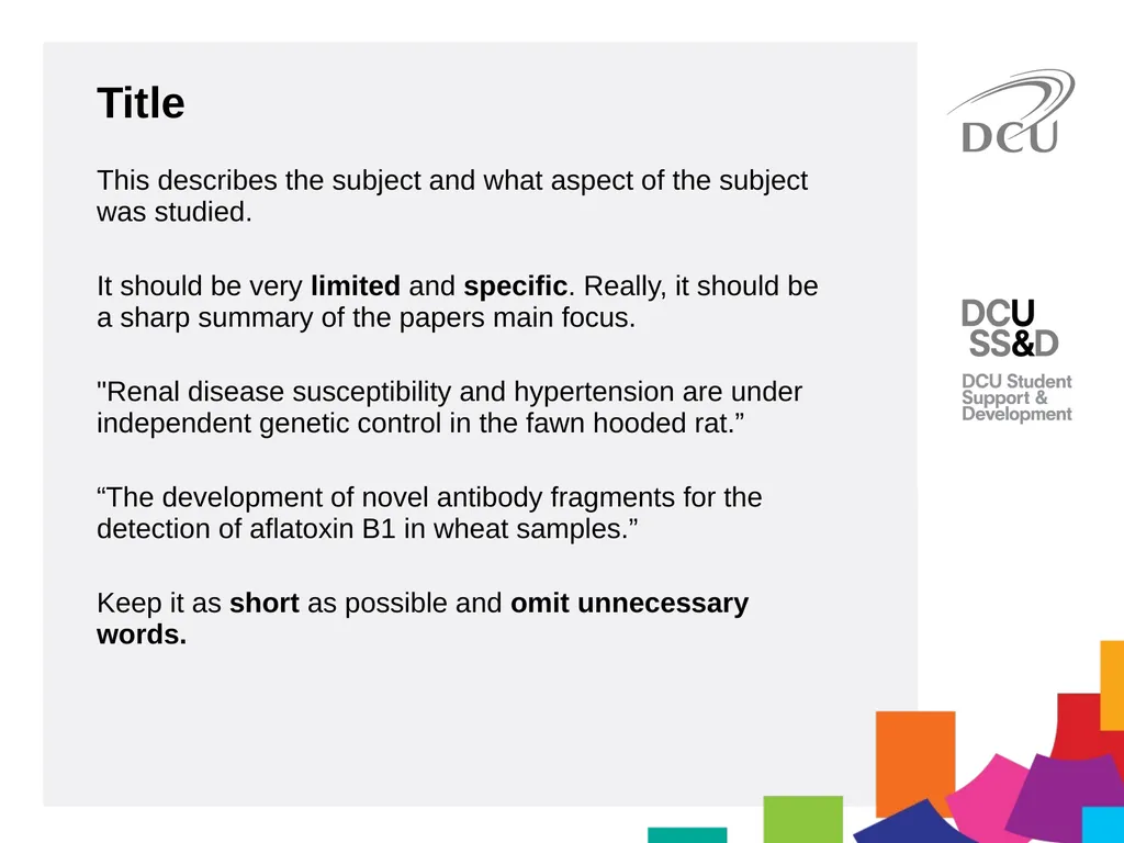 Scientific Writing DCU Student Learning Key - slide 26 of 39