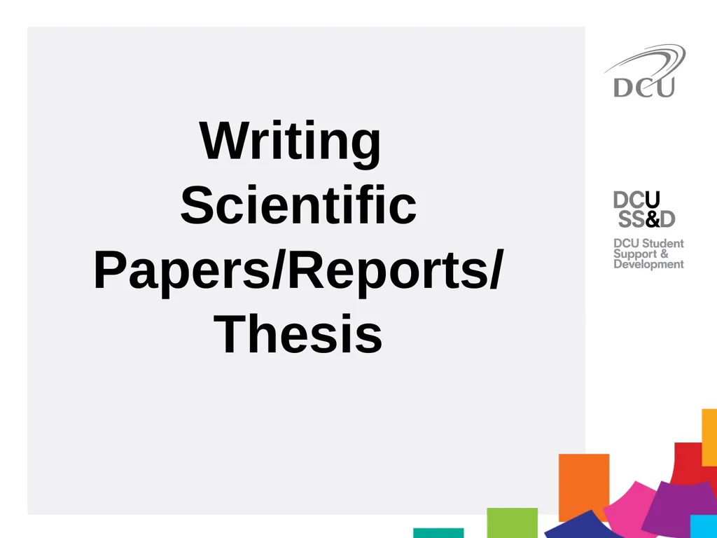 Scientific Writing DCU Student Learning Key - slide 22 of 39