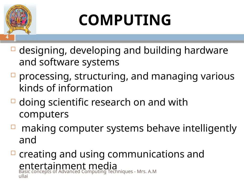 “MY SRC MY PRIDE” BASIC CONCEPTS OF ADVANCED - slide 4 of 40