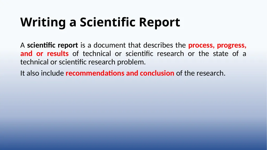 How to write a Scientific Report in English - slide 2 of 2