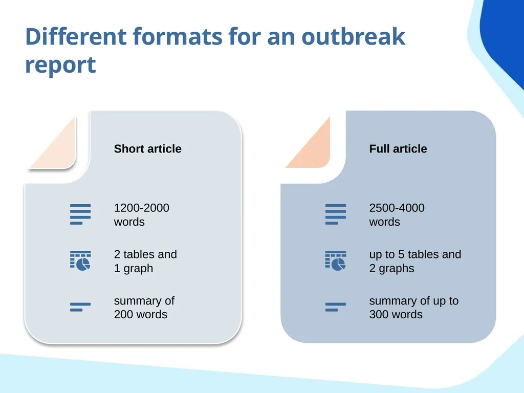 Outbreak study report Objectives Propose minimum - slide 14 of 43