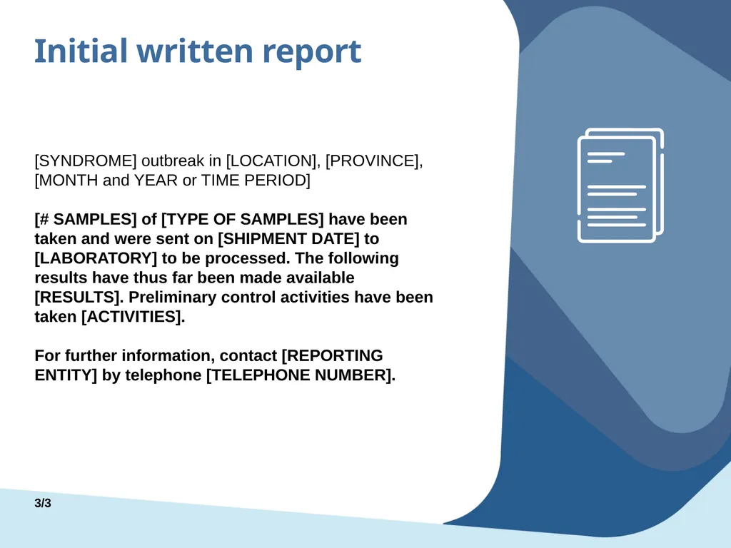 Outbreak study report Objectives Propose minimum - slide 12 of 43