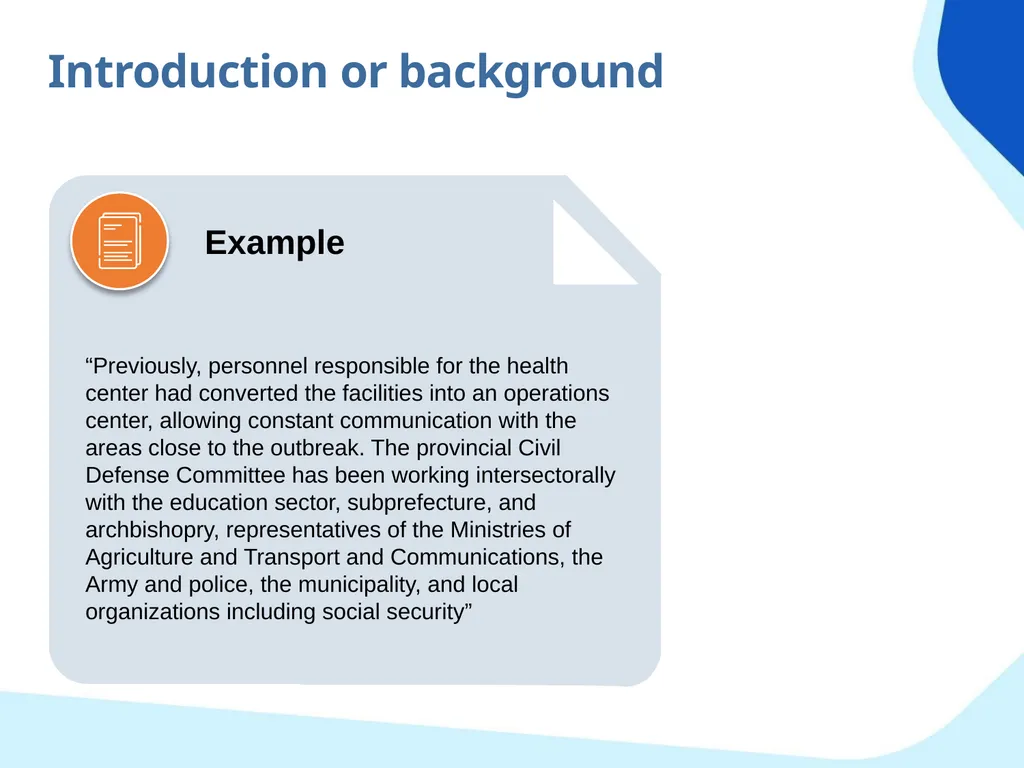 Outbreak study report Objectives Propose minimum - slide 24 of 43