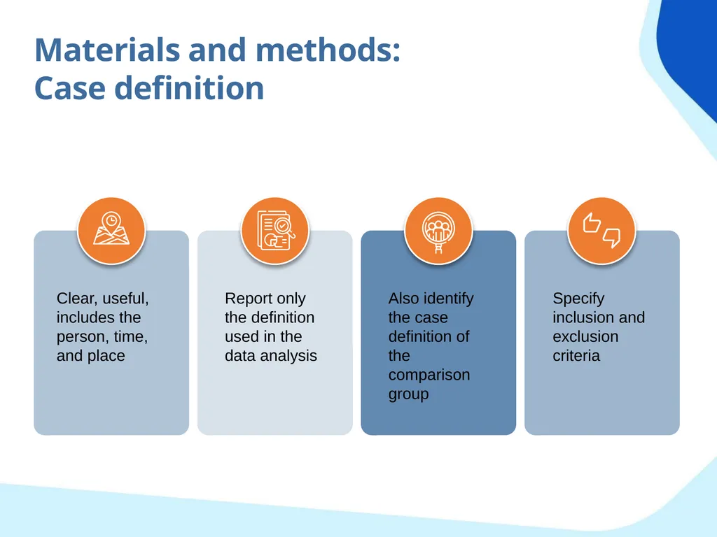 Outbreak study report Objectives Propose minimum - slide 29 of 43