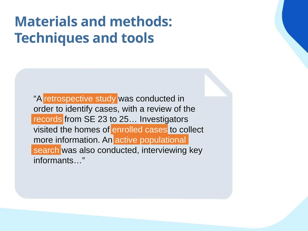 Outbreak study report Objectives Propose minimum - slide 28 of 43