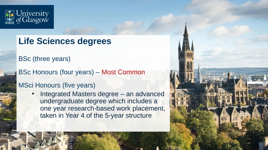 Studying Life Sciences at the University of - slide 2 of 20