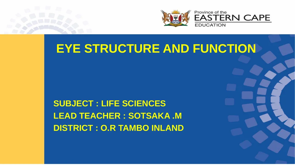 SUBJECT : LIFE SCIENCES LEAD TEACHER : SOTSAKA .M - slide 1 of 11