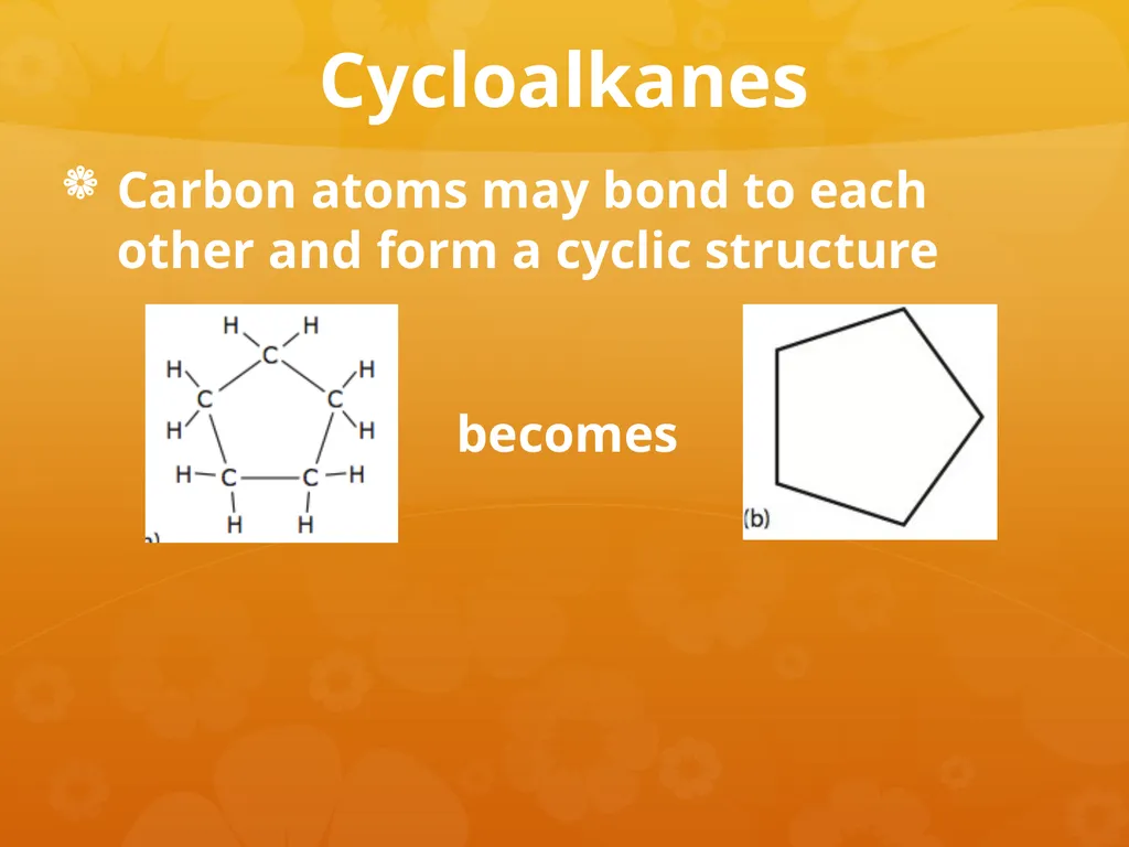 Cycloalkanes & Aromatic Rings Cycloalkanes Carbon - slide 2 of 18