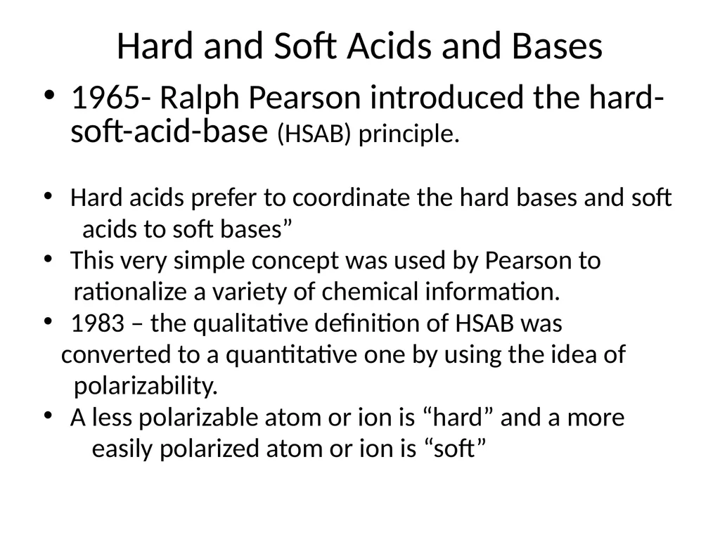 Inorganic chemistry B.Sc III Hard acid and soft - slide 2 of 21