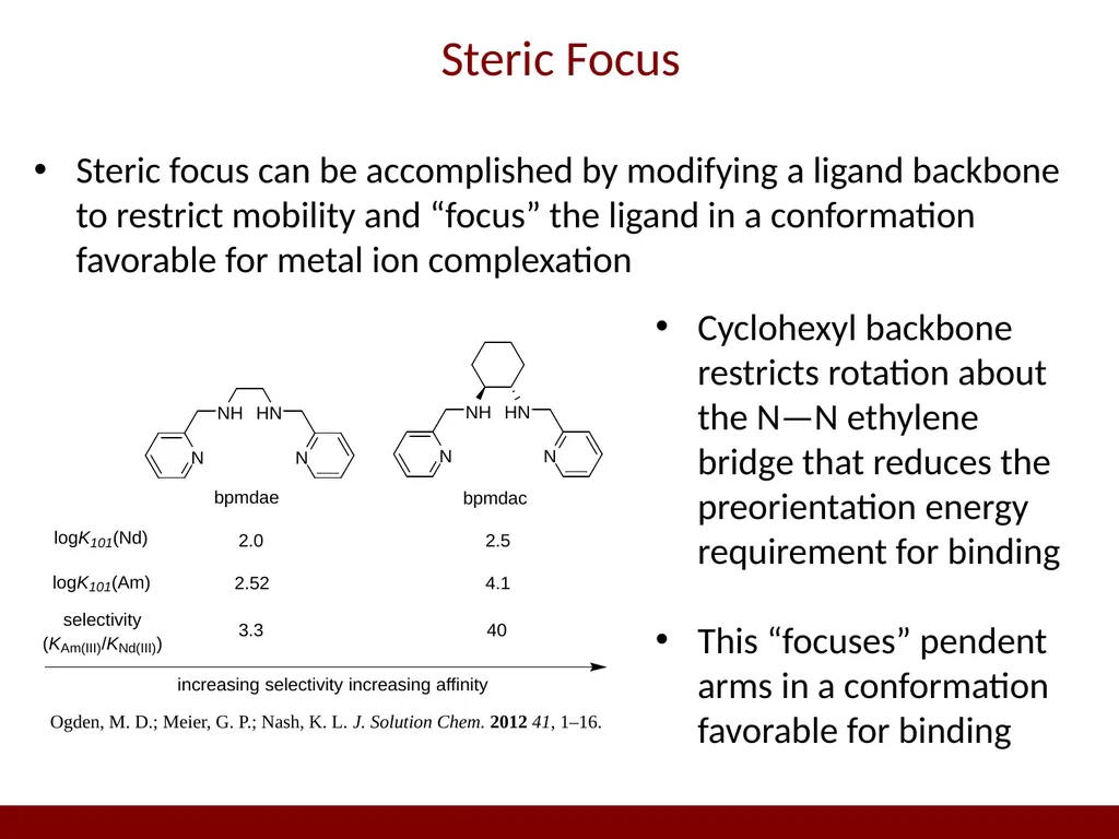 Ligand Design for Selectivity and Complex - slide 14 of 14