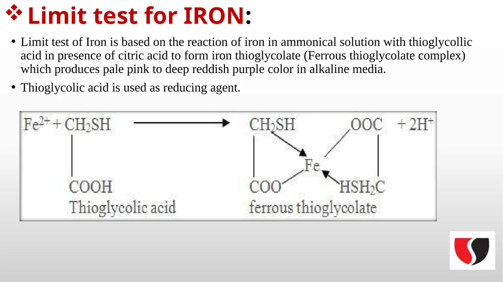 Pharmaceutical Inorganic chemistry Limit Test - slide 3 of 6
