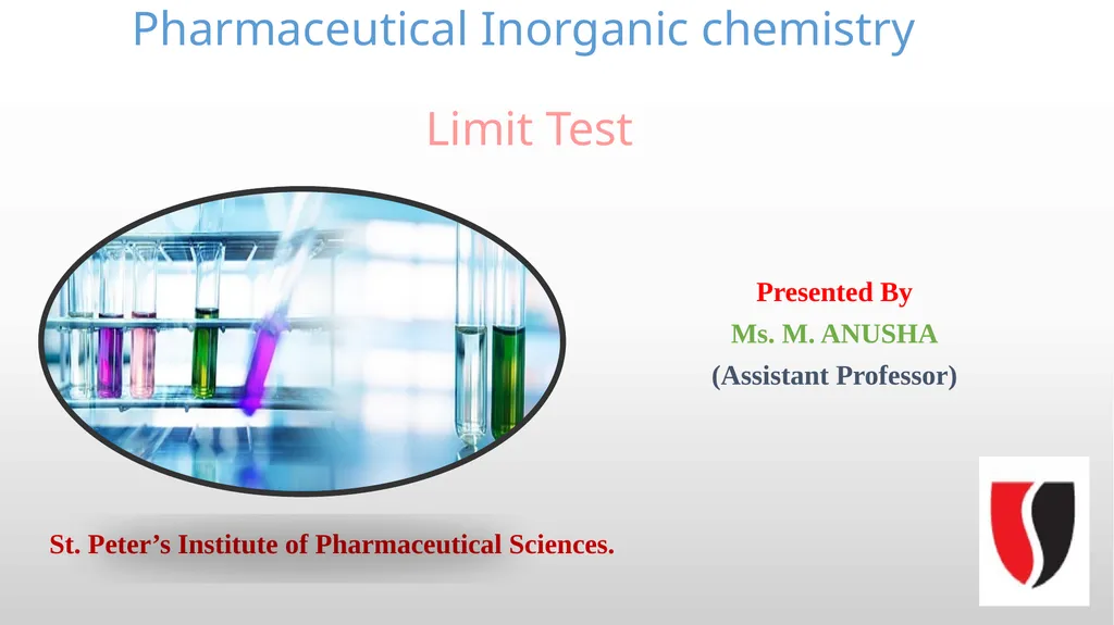 Pharmaceutical Inorganic chemistry Limit Test - slide 1 of 6