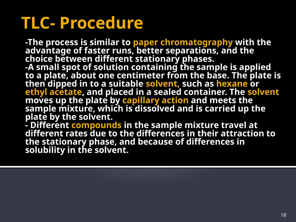 CHROMATOGRAPHY 1 Biochemistry of Medics The word - slide 18 of 44