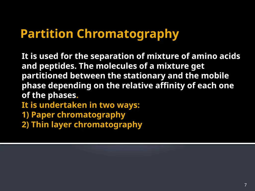 CHROMATOGRAPHY 1 Biochemistry of Medics The word - slide 7 of 44