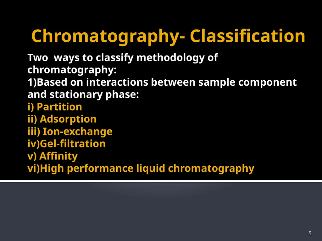 CHROMATOGRAPHY 1 Biochemistry of Medics The word - slide 5 of 44