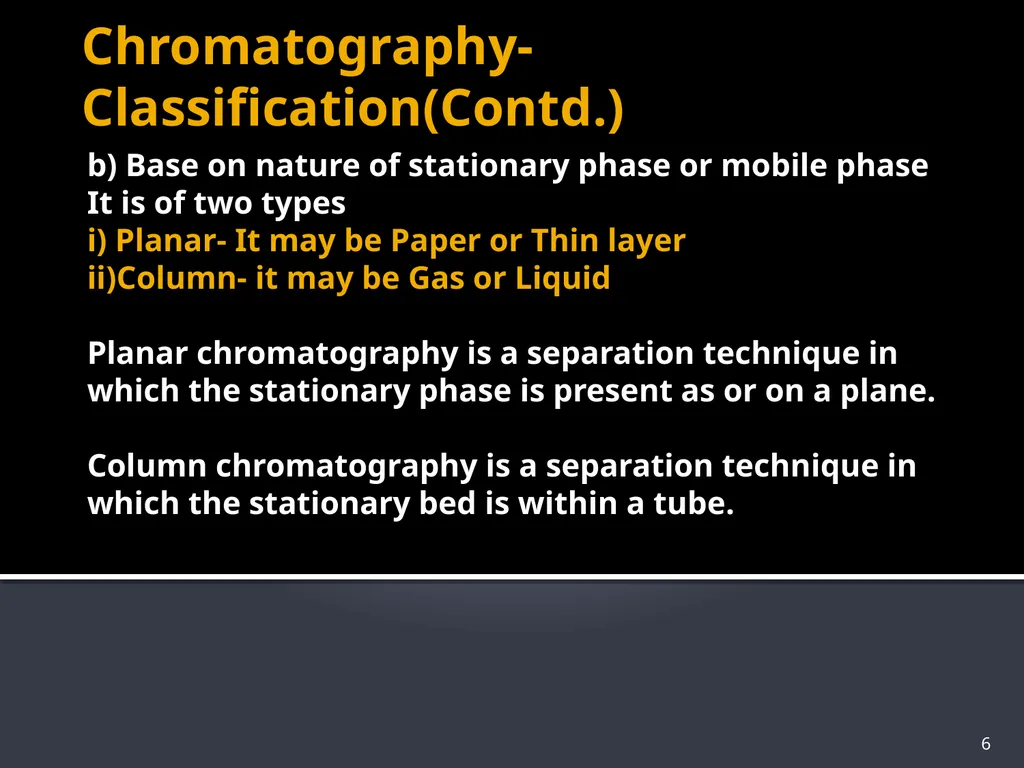 CHROMATOGRAPHY 1 Biochemistry of Medics The word - slide 6 of 44