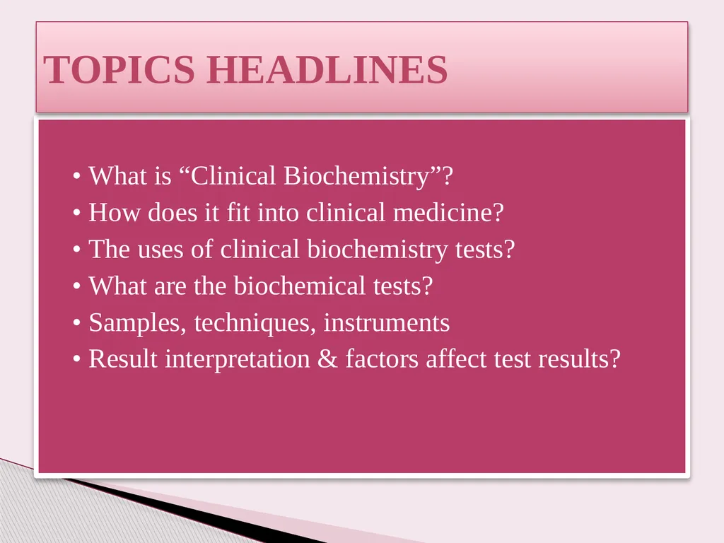 Introduction to Clinical biochemistry Lecture : 1 - slide 2 of 44