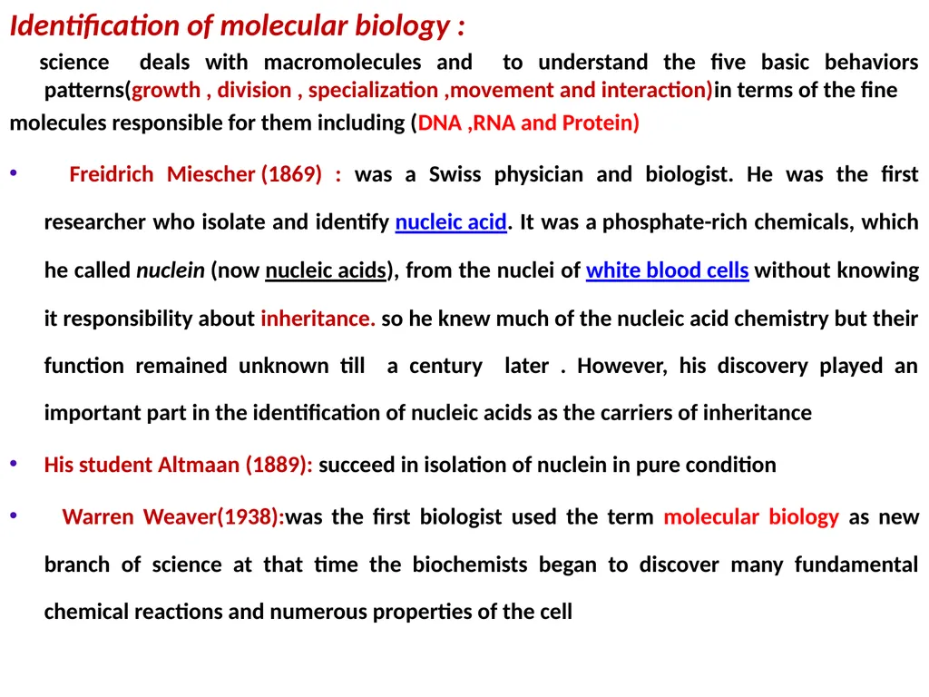 Molecular biology first and second lectures - slide 2 of 21