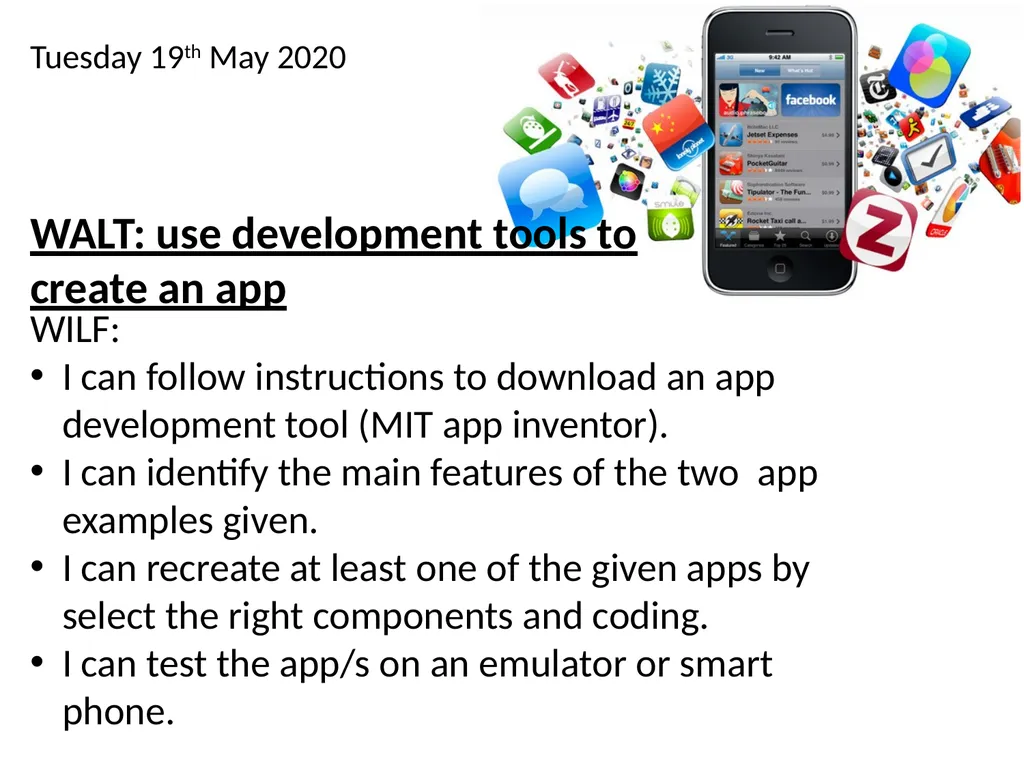 Tuesday 19th May 2020 WALT: use development tools - slide 1 of 15