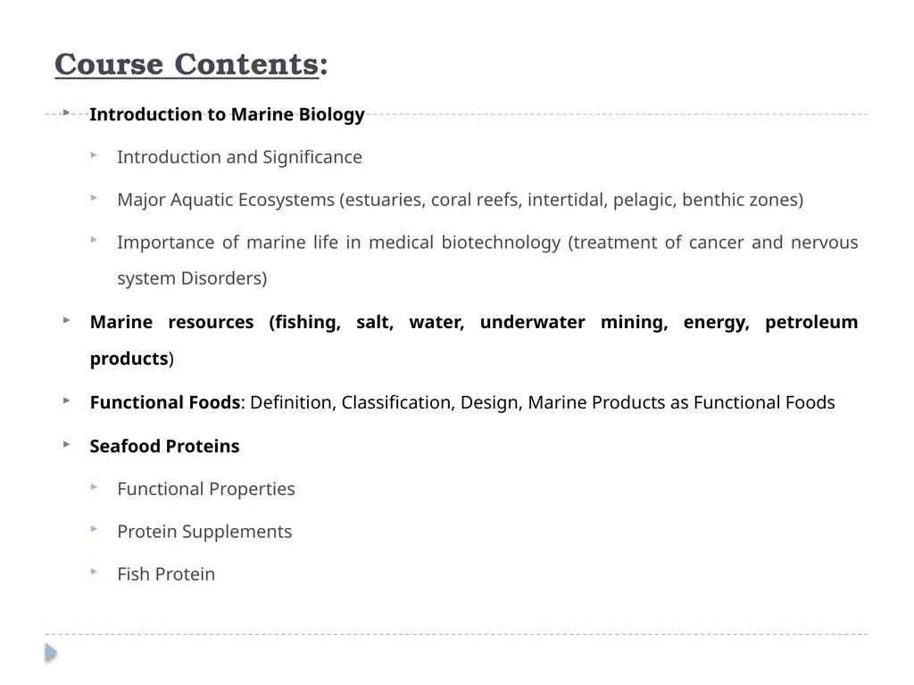Sadia Tahir MARINE BIOTECHNOLOGY (FAB-369) Credit - slide 2 of 5