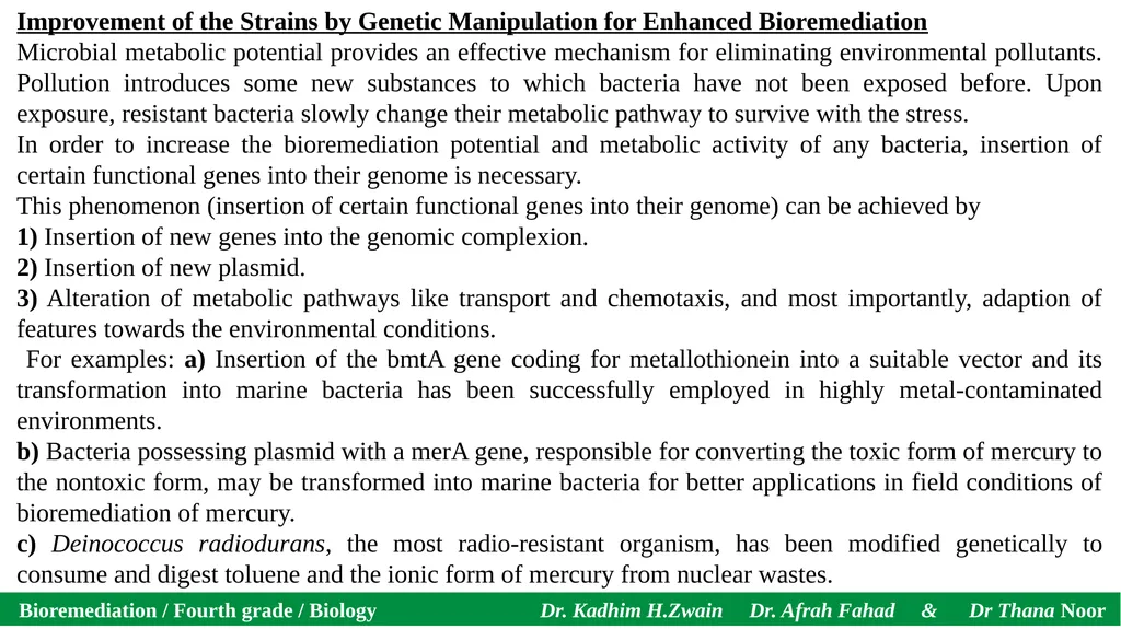 Bioremediation / Fourth grade / Biology Dr. Kadhim - slide 11 of 12