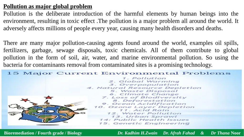 Bioremediation / Fourth grade / Biology Dr. Kadhim - slide 3 of 12