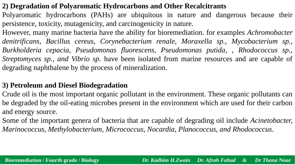Bioremediation / Fourth grade / Biology Dr. Kadhim - slide 7 of 12