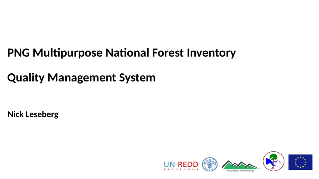 PNG Multipurpose National Forest Inventory Quality - slide 1 of 15