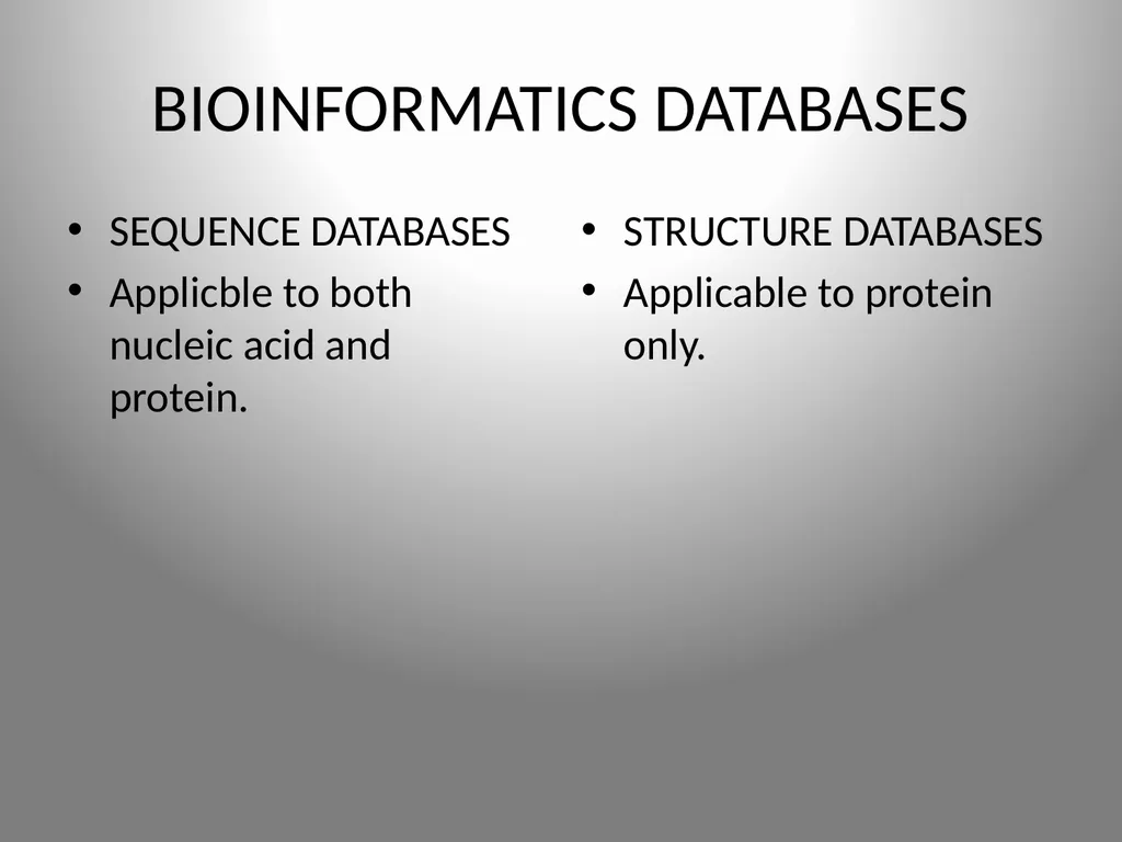 BIOINFORMATICS DATABASES UNIT IV DATABASE A - slide 3 of 38