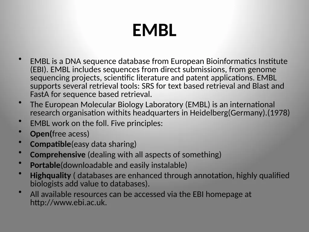 BIOINFORMATICS DATABASES UNIT IV DATABASE A - slide 19 of 38