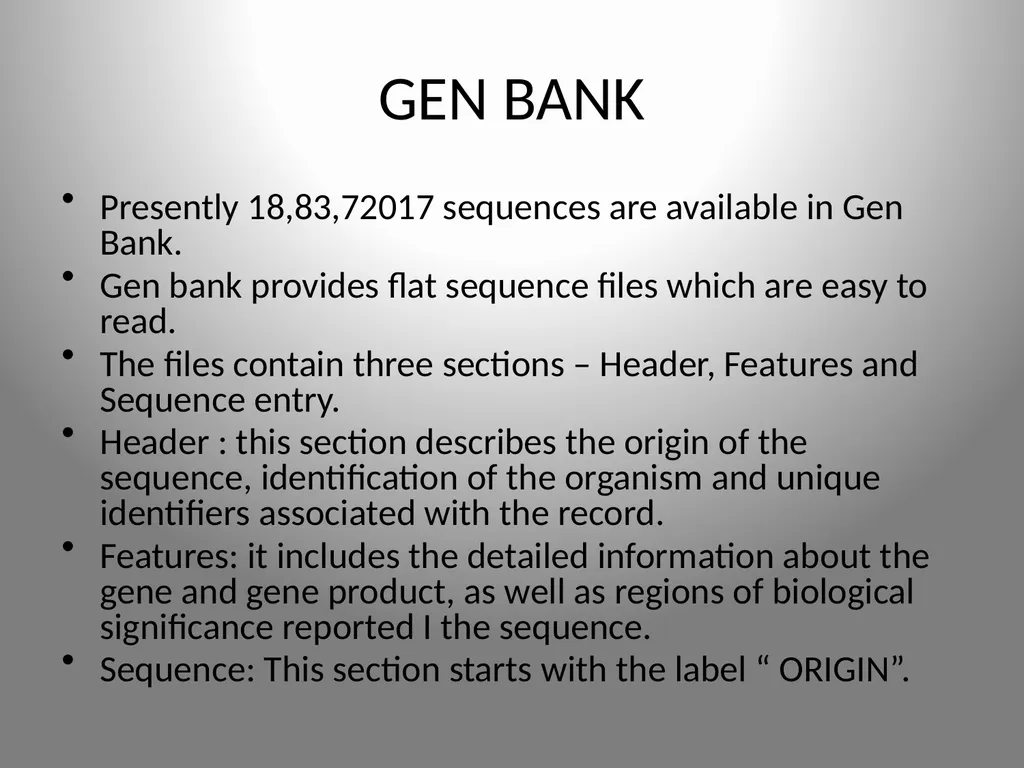BIOINFORMATICS DATABASES UNIT IV DATABASE A - slide 15 of 38