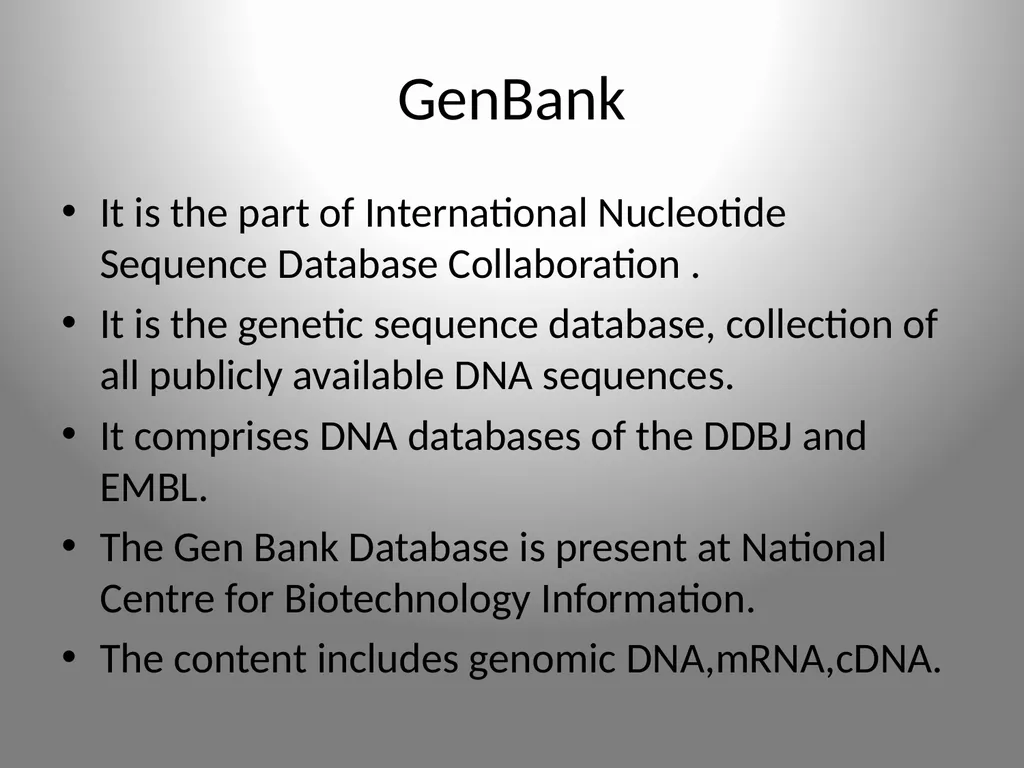 BIOINFORMATICS DATABASES UNIT IV DATABASE A - slide 11 of 38