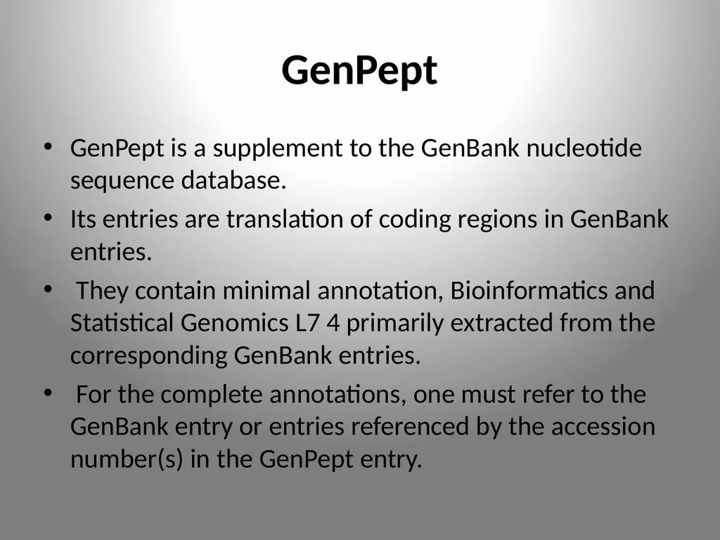 BIOINFORMATICS DATABASES UNIT IV DATABASE A - slide 32 of 38