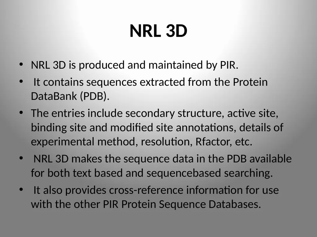 BIOINFORMATICS DATABASES UNIT IV DATABASE A - slide 34 of 38