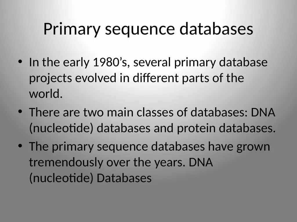 BIOINFORMATICS DATABASES UNIT IV DATABASE A - slide 4 of 38