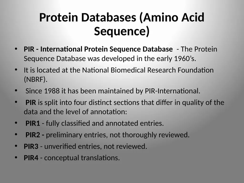 BIOINFORMATICS DATABASES UNIT IV DATABASE A - slide 24 of 38
